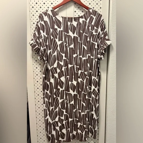 Always A.Line Brown and White Geometric Print Women's Dress - Picture 4 of 4
